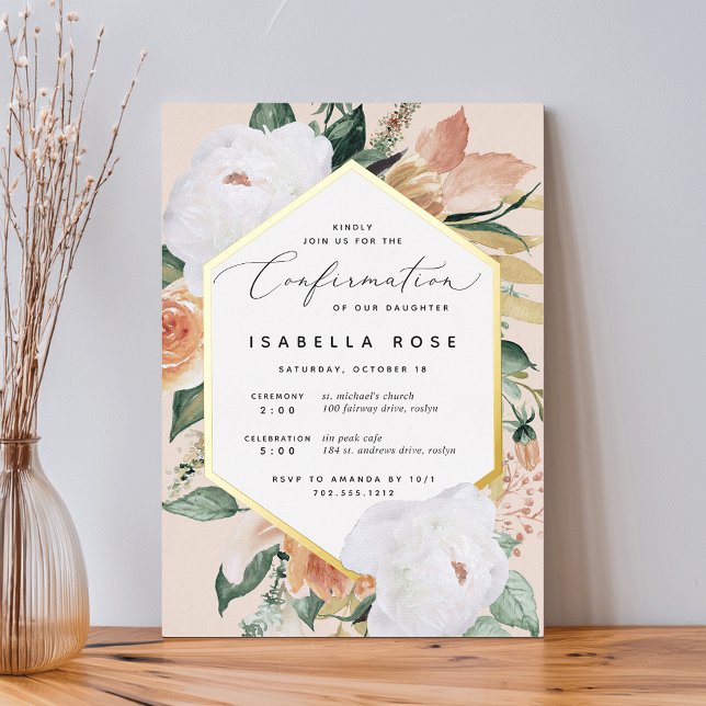 Invitation En Aluminium Boho Blooms Moderne Floral Confirmation (Créateur téléchargé)
