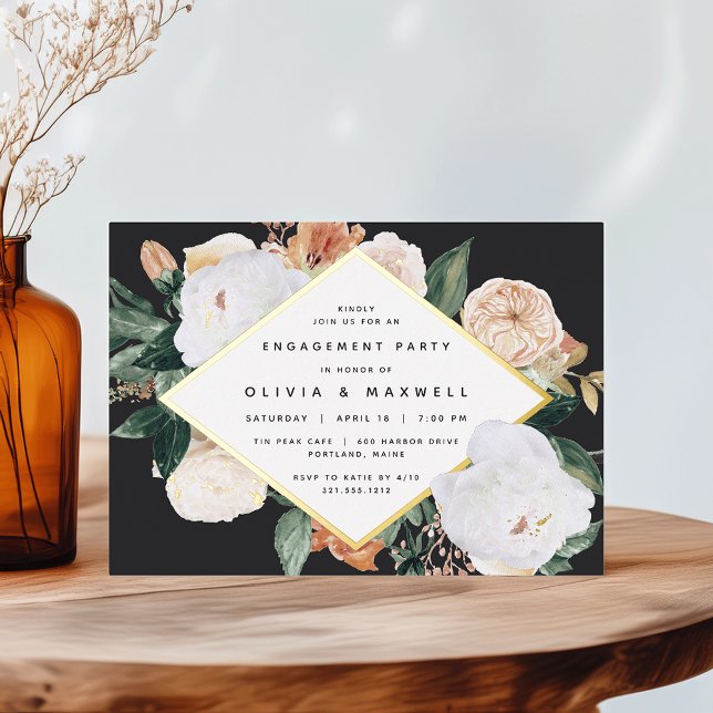 Invitation En Aluminium Boho Blooms Moderne Floral Engagement Party (Créateur téléchargé)