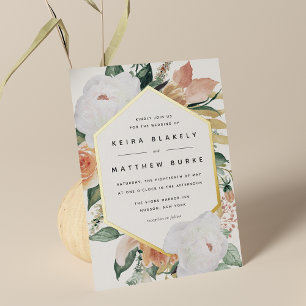 Invitation En Aluminium Boho Blooms Moderne Géométrique Mariage Floral