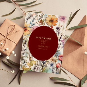 Invitation En Aluminium Boho Botanique Aquarelle Fleur sauvage Mariage