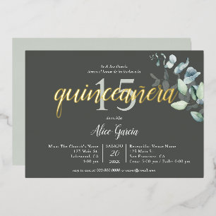 Invitation En Aluminium Boho Feuilles d'Eucalyptus Quinceanera