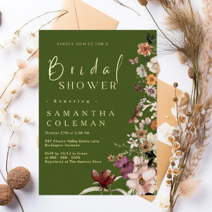 Invitation En Aluminium Boho Fleur sauvage Rustic Moss Fête des mariées ve