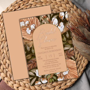 Invitation En Aluminium Boho Floral Coton   Mariage Fleurs Séchées 