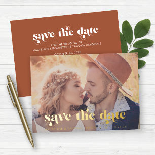 Invitation En Aluminium Boho Gold Foil Typographie Photo Enregistrer la da