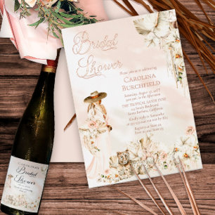 Invitation En Aluminium Boho Léopard   Douce Tropicale Florale pour l'Ente