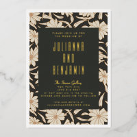 Boho Moderne Botanique Noir Ivoire Mariage Or
