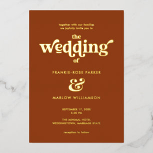 Invitation En Aluminium Boho moderne Chic Rétro Mariage Or