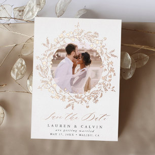 Invitation En Aluminium Boho moderne Fleur sauvage photo Mariage Enregistr