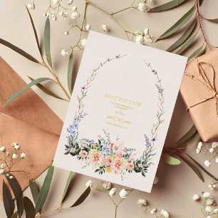 Invitation En Aluminium Boho Neutral Aquarelle Fleur sauvage Mariage Foil 