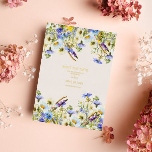 Invitation En Aluminium Boho Neutral Aquarelle Fleur sauvage Mariage Foil 