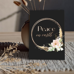 Invitation En Aluminium Boho Neutre Floral Or Réel Photographie Noël