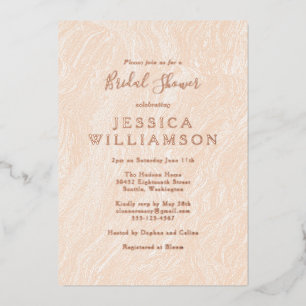 Invitation En Aluminium Boho Peach Blush Marble Fête des mariées Rose Or