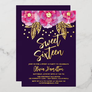 Invitation En Aluminium Boho rose violet Fleurs Douces 16