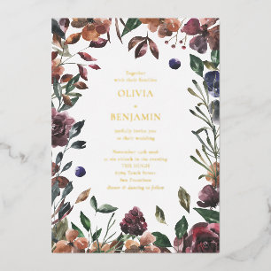 Invitation En Aluminium Boho Rustique Botanique Bourgogne Mariage frontali