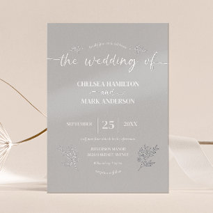 Invitation En Aluminium Boho Silver Mariage de script tendance