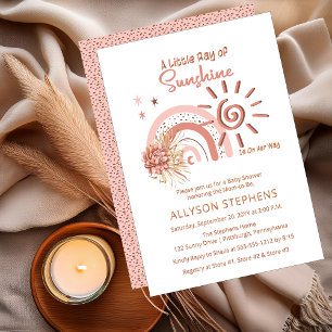 Invitation En Aluminium Boho Un Petit Rayon de Soleil Fille Baby Shower