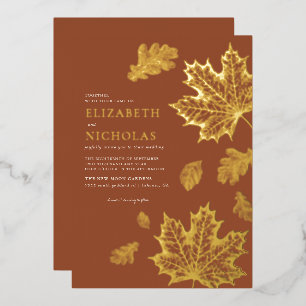 Invitation En Aluminium Boho Vintage Feuille Russe Automne Terracotta Mari