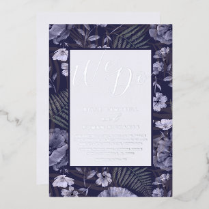 Invitation En Aluminium Boho Wild Flowers violet et Mariage de script d'ar