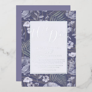 Invitation En Aluminium Boho Wild Flowers violet et Mariage de script d'ar