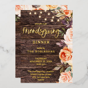 Invitation En Aluminium Bois rose & Pêche Floral avec/ Lumières Amical