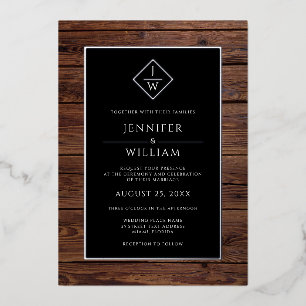 Invitation En Aluminium Bois rustique minimaliste classique formel Boho in