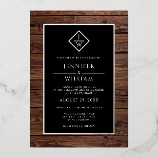 Invitation En Aluminium Bois rustique minimaliste classique formel Boho in