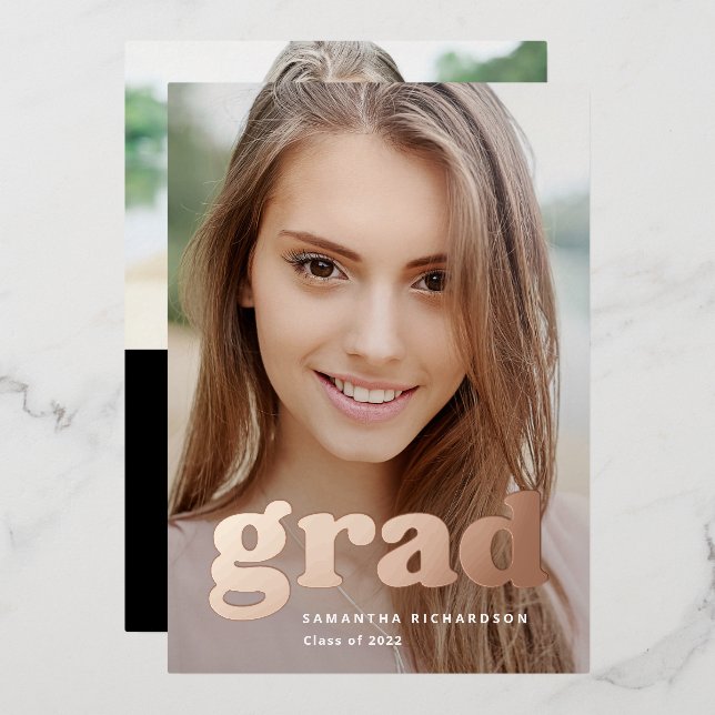 Invitation En Aluminium Bold graduate | Deux fois Photo 2022 Graduation (Recto/Verso)