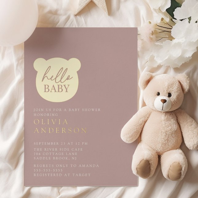 Invitation En Aluminium Bonjour Baby shower bébé ours (Créateur téléchargé)