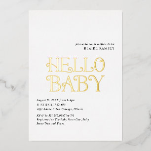 Invitation En Aluminium Bonjour bébé noir blanc Baby shower moderne