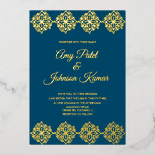Invitation En Aluminium Bordure de mandala de mariage indien moderne press