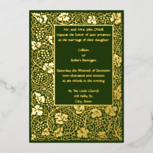 Invitation En Aluminium Bordure de vigne Kelmscott de William Morris vinta
