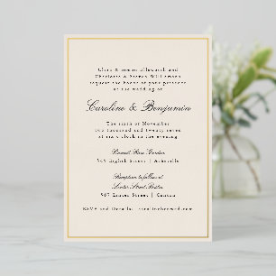 Invitation En Aluminium Bordure d'or classique classique élégant Mariage d