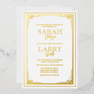 Invitation En Aluminium Bordure élégante en or Mariage traditionnel