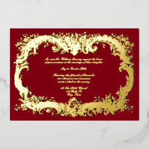 Invitation En Aluminium Bordure Florale Baroque Rococo