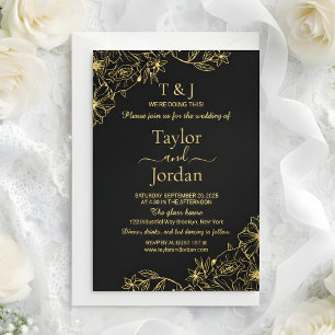 Invitation En Aluminium Bordure Florale de Mariage avec Photo Intégrale Mo
