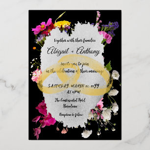 Invitation En Aluminium Bordure moderne florale élégante