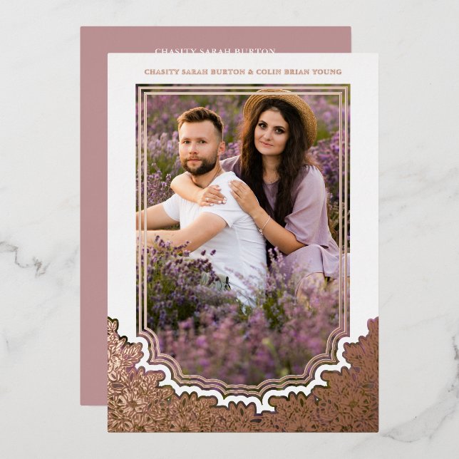 Invitation En Aluminium Botanical Frame Photo Wedding Flower & Branches (Recto/Verso)