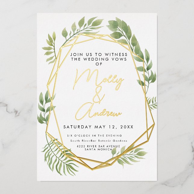 Invitation En Aluminium Botanique Crystal Mariage Terrarium Style (Recto)