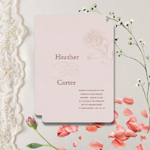 Invitation En Aluminium Botanique de Pearl rose pâle