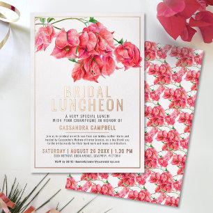 Invitation En Aluminium Bougainville rouge corail rose blanc déjeuner de m