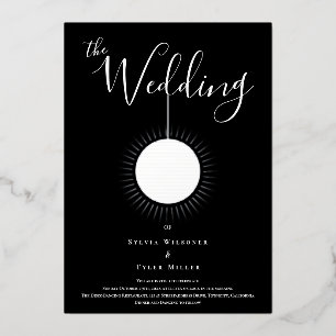 Invitation En Aluminium Boule de Disco Mariage Noir Argent