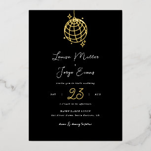Invitation En Aluminium Boule Disco Minimaliste Imprimée ou Mariage numéri