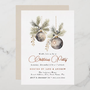 Invitation En Aluminium Boules de Noël en or rose beige naturel