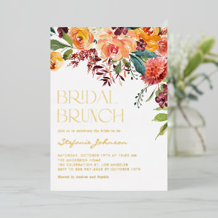 Invitation En Aluminium Bouquet Floral Aquarelle Brunch Mariage Automnal