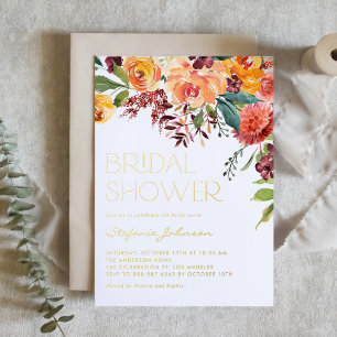 Invitation En Aluminium Bouquet floral automnal aquarelle pour la douche d