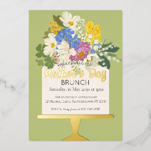Invitation En Aluminium Bouquet floral Brunch Fête des Mères