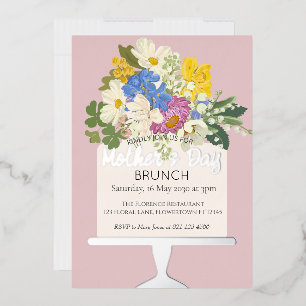 Invitation En Aluminium Bouquet Floral Brunches de la Fête des Mères