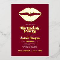 Bourgogne et Gold Birthday Kiss Lips