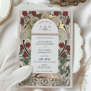 Invitation En Aluminium Bourgogne Sage Vert Or Mariage Nouveau Vintage