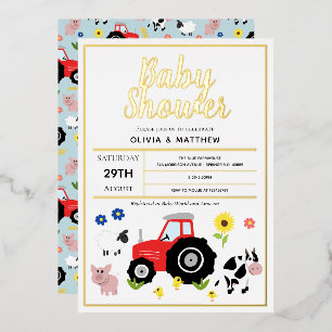 Invitation En Aluminium Boys mignonne Moderne Pays Baby shower tracteur ag